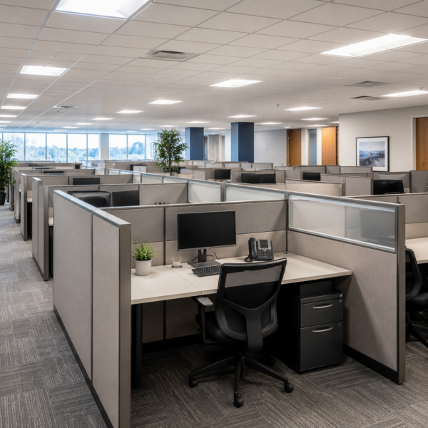 Cubicle dismantling and removal during an Avondale Estates office cleanout