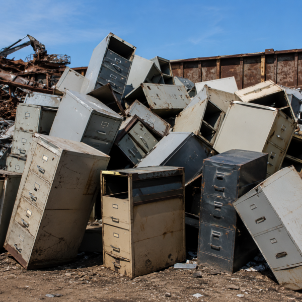 Reusable office furniture separated for donation or recycli